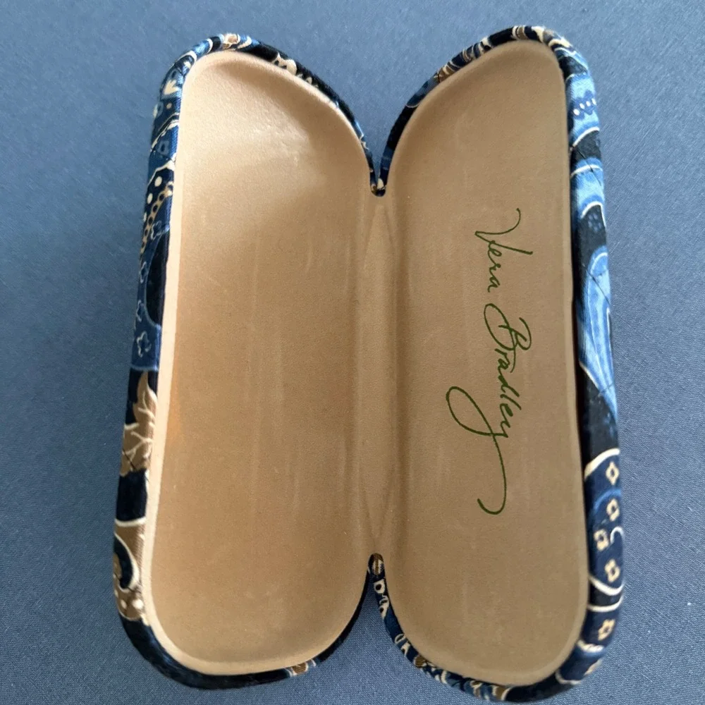 Vera Bradley Blue Gold Paisley Quilted Hard Shell Eyeglass‎ Sunglasses Case